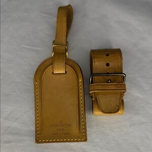 Vintage Louis Vuitton Luggage Tag and Poignet in Vachetta Leather (04A)